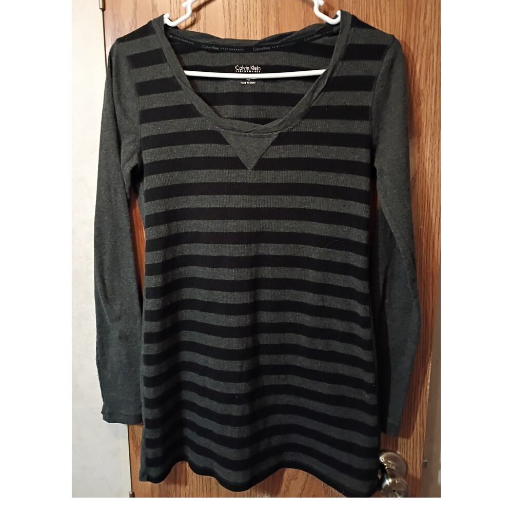 Calvin Klein Performance Striped Quick Dry Top XS Long Sleeve Athleisure Minimal